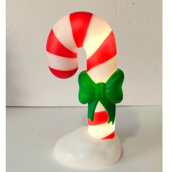 Holiday Time Other - Peppermint Candy Cane Blow Mold Christmas Light Up‎ Battery Operated Green Bow